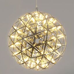 CGC Lighting 'Fawkes' Warm White Chrome Silver Firework / Starburst Chandelier 80cm in Metallic Silver - thumbnail 2