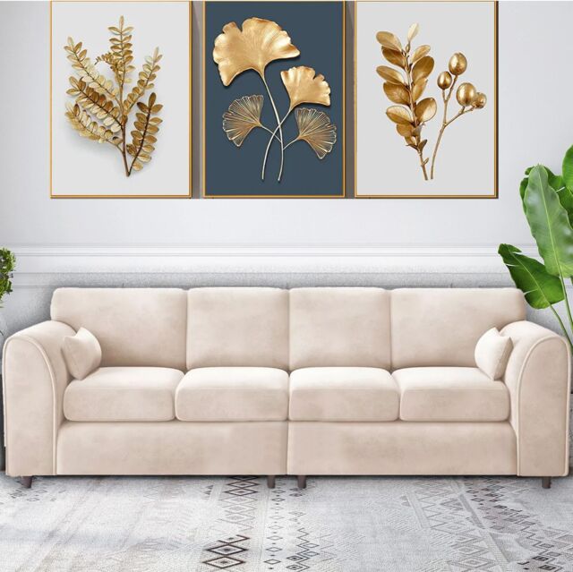 Snugg Furniture UK Limited Raven Plush Velvet 4 Seater Corner Sofa in Cream - image 1