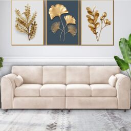Snugg Furniture UK Limited Raven Plush Velvet 4 Seater Corner Sofa in Cream - thumbnail 1