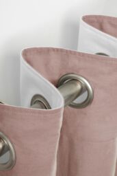 Lazy Linen Pure Washed Linen Lined Eyelet Curtains in Pink - Size: 167 cm width x 183 cm drop - thumbnail 3