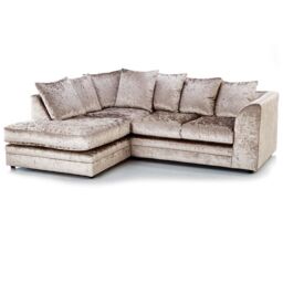 Furniture 786 Bella Crushed Velvet 4 Seater Left Hand Facing Corner Sofa in Gold - thumbnail 2