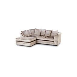 Furniture 786 Bella Crushed Velvet 4 Seater Left Hand Facing Corner Sofa in Gold