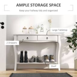 Wyld Haus Noro 100cm Ivory White Mid Century Console Table 2 Drawers & Shelf - thumbnail 4
