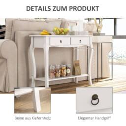 Wyld Haus Noro 100cm Ivory White Mid Century Console Table 2 Drawers & Shelf - thumbnail 6