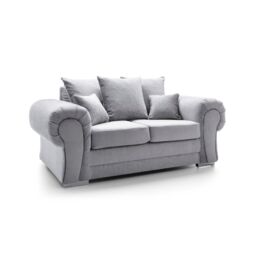 Abakus Direct Verona Collection 2 Seater in Light Grey Crushed Chenille - thumbnail 3