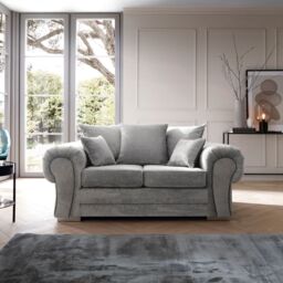 Abakus Direct Verona Collection 2 Seater in Light Grey Crushed Chenille - thumbnail 1