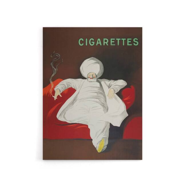 "Artery8 JOB Vintage Advert Relaxing Man Canvas Wall Art Print Cappiello in Red - Size: W12"" x H16""" - image 1