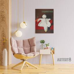 "Artery8 JOB Vintage Advert Relaxing Man Canvas Wall Art Print Cappiello in Red - Size: W12"" x H16""" - thumbnail 3