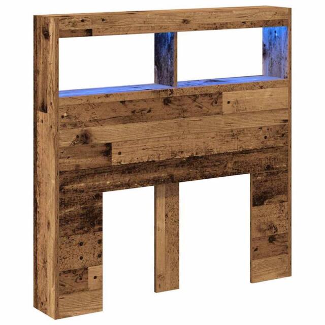 Berkfield Home Headboard Cabinet with LED Old Wood 100x17x102 cm in Brown - Size: 100 x 17 x 102 cm - image 1