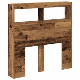 Berkfield Home Headboard Cabinet with LED Old Wood 100x17x102 cm in Brown - Size: 100 x 17 x 102 cm - thumbnail 6
