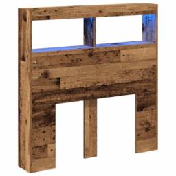 Berkfield Home Headboard Cabinet with LED Old Wood 100x17x102 cm in Brown - Size: 100 x 17 x 102 cm - thumbnail 1