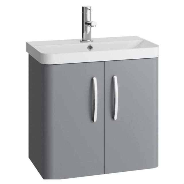 Balterley Handsacre 2 Door Wall Hung Vanity Basin Unit, Gloss Grey, 600mm in Grey - image 1