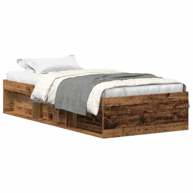 Berkfield Home Bed Frame without Mattress Old Wood 90x200cm Engineered Wood in Brown - Size: 90x200 cm - image 1