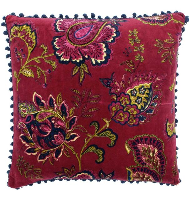 Paoletti Malisa Paisley Velvet Cushion in Pink