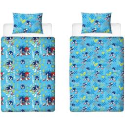 Sonic the Hedgehog Reversible Duvet Set in Light Blue - Size: Single