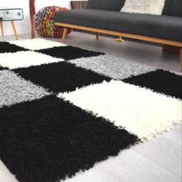 Bravich LTD Checked Thick Shaggy Rug - California in Black - Size: 120 cm x 170 cm - thumbnail 5