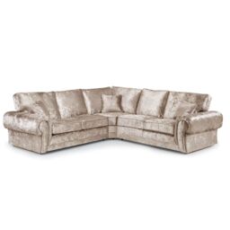 Furnishings For Less UK Chelsea Crushed Velvet 5 Seater Large Corner Sofa 2 Corner 2 Rolled Arms in Baby Pink - thumbnail 1