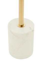 Orsina White Marble End Table, Round Marble Top & Base With Gold Stainless Steel Frame, Pedestal Side Table - thumbnail 6