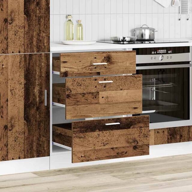 Berkfield Home Kitchen Base Cabinet Old Wood Engineered Wood in Brown - image 1