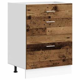 Berkfield Home Kitchen Base Cabinet Old Wood Engineered Wood in Brown - thumbnail 3