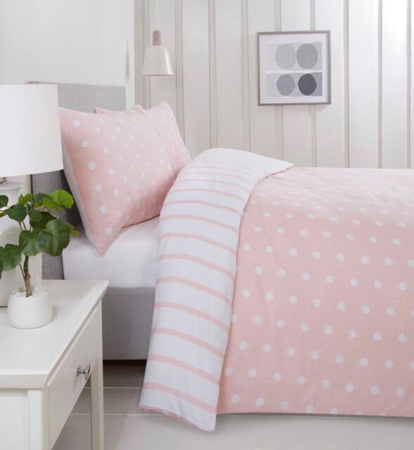 Rapport Home Spots & Stripes Microfibre Duvet Set in Pink - Size: Single - image 1