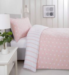 Rapport Home Spots & Stripes Microfibre Duvet Set in Pink - Size: Single - thumbnail 1