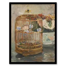"Artery8 The Bird Cage Still Life Painting Morisot Framed Wall Art Print - Size: W12"" x H16""" - thumbnail 1