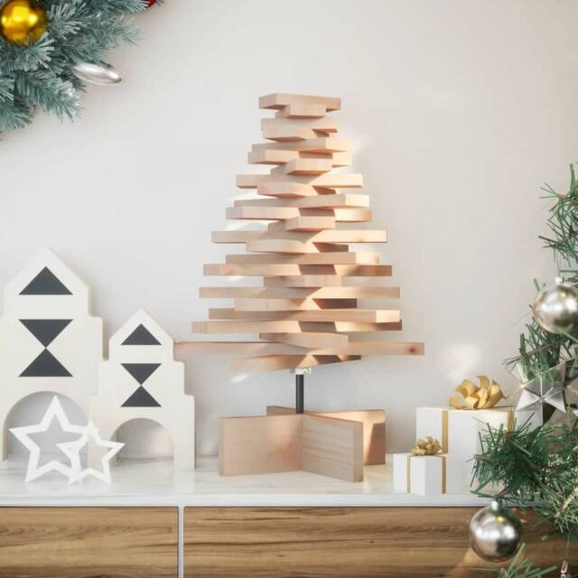 Berkfield Home Wooden Christmas Tree for Decoration 60 cm Solid Wood Pine in Brown - image 1
