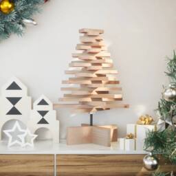 Berkfield Home Wooden Christmas Tree for Decoration 60 cm Solid Wood Pine in Brown