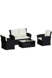 Home Discount 5 Pc Garden Vida Mylor 4 Seater Rattan Set & Outdoor Furniture Cover in Black - thumbnail 6