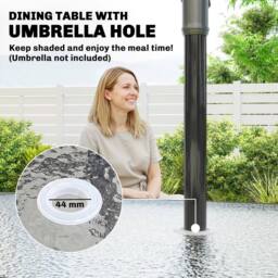 OUTSUNNY Garden Dining Set with Umbrella Hole, Stackable Chairs, Light Grey - Size: 120 - thumbnail 4