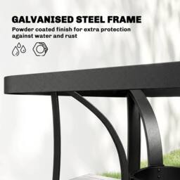OUTSUNNY Garden Dining Set with Umbrella Hole, Stackable Chairs, Light Grey - Size: 120 - thumbnail 8