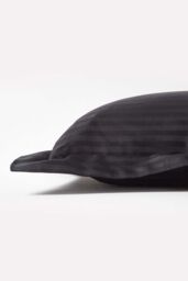 Homescapes Egyptian Cotton Satin Stripe Oxford Pillowcase 330 TC in Black - thumbnail 2