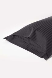 Homescapes Egyptian Cotton Satin Stripe Oxford Pillowcase 330 TC in Black - thumbnail 3