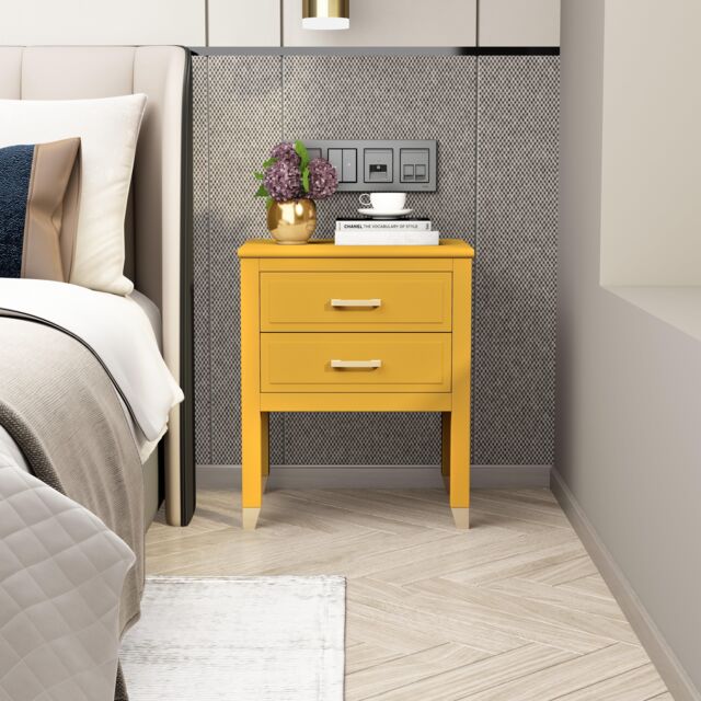 Cabinet Bits Palazzi 2 Drawer Bedside Table in Mustard - image 1