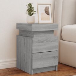 Berkfield Home Bedside Cabinet with LED Lights Grey Sonoma 35x39x55 cm - Size: 35 x 39 x 55 cm - thumbnail 1