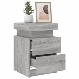 Berkfield Home Bedside Cabinet with LED Lights Grey Sonoma 35x39x55 cm - Size: 35 x 39 x 55 cm - thumbnail 5