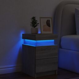 Berkfield Home Bedside Cabinet with LED Lights Grey Sonoma 35x39x55 cm - Size: 35 x 39 x 55 cm - thumbnail 4
