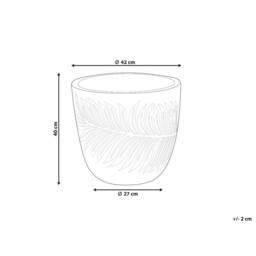 Wyld and Coco Grey Fibre Clay Planter 42cm Round with Leaf Motif - thumbnail 4