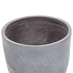 Wyld and Coco Grey Fibre Clay Planter 42cm Round with Leaf Motif - thumbnail 3