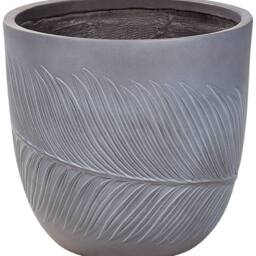 Wyld and Coco Grey Fibre Clay Planter 42cm Round with Leaf Motif - thumbnail 2