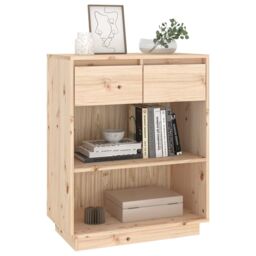Berkfield Home Console Cabinet 60x34x75 cm Solid Wood Pine in Brown - Size: 60 x 34 x 75 cm - thumbnail 4