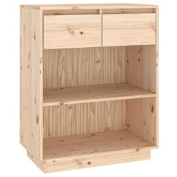 Berkfield Home Console Cabinet 60x34x75 cm Solid Wood Pine in Brown - Size: 60 x 34 x 75 cm - thumbnail 2