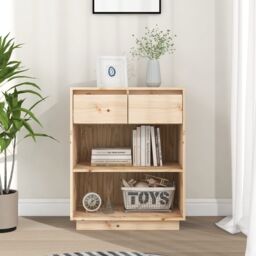 Berkfield Home Console Cabinet 60x34x75 cm Solid Wood Pine in Brown - Size: 60 x 34 x 75 cm - thumbnail 1