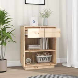 Berkfield Home Console Cabinet 60x34x75 cm Solid Wood Pine in Brown - Size: 60 x 34 x 75 cm - thumbnail 3