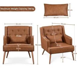 KORVIXA Accent Chair Living Room Chair in Brown - Size: 0.6m2 - thumbnail 2