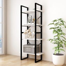 Berkfield Home 4-Tier Book Cabinet White 60x30x140 cm Solid Pine Wood - Size: 60 x 30 x 140 cm - thumbnail 1