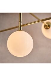 Netlighting Otto Semi Flush Satin Brushed Gold Effect Plate & Gloss Opal Glass 5 Light Dimmable IP20 G9 - thumbnail 5