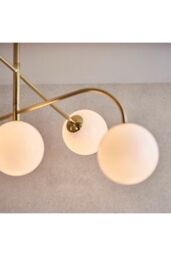 Netlighting Otto Semi Flush Satin Brushed Gold Effect Plate & Gloss Opal Glass 5 Light Dimmable IP20 G9 - thumbnail 4