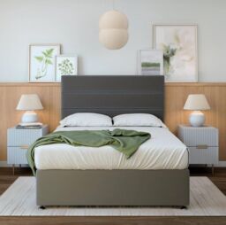 Bedmaster Memory Maestro Memory Foam Plush Velvet 2 Drawer Divan Set & Headboard in Grey - Size: King